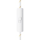 Rewireable cylindrical single pole cord-operated switch with earth terminal – White