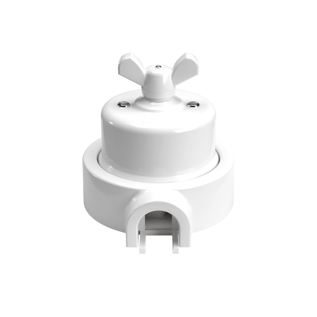 Kit interruttore/deviatore con dado a farfalla e base per Creative-Tubes in porcellana bianca – Bianco, 1 uscita