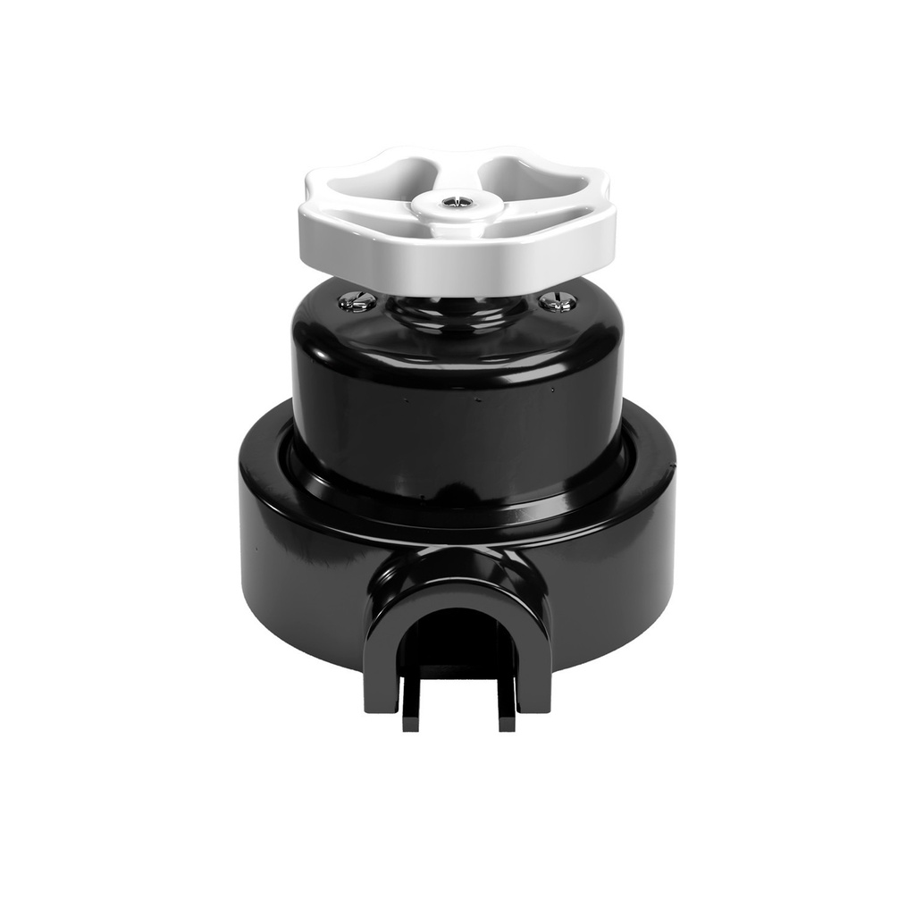 [KP0801FNERBIA] Kit interruttore/deviatore con manopola e base per Creative-Tubes in porcellana nera (1 uscita, Bianco)