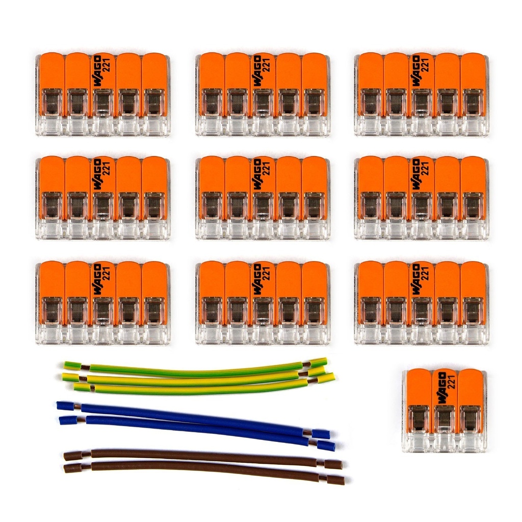 Kit di collegamento WAGO per rosone a 10 fori, compatibile con cavo 3x