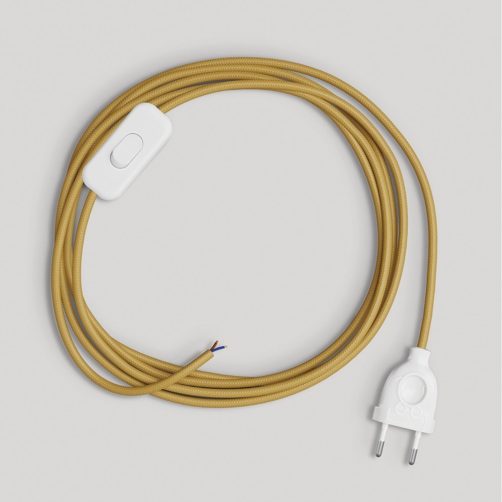 Lamp wiring kit with bright mustard cable 1.80 m – EU plug, White