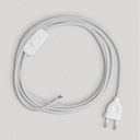 Câblage pour lampe avec câble blanc en coton 1.80 m – Fiche UE, Blanc