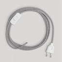 Wiring for lamp with grey linen cable 1.80 m – EU plug, White