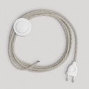 Wiring kit for lamp with white braided cable 3 m – EU plug, White