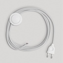 Cablaggio per lampada con cavo bianco in cotone 3 m – EU, Bianco