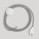 Cablaggio per lampada con cavo grigio in lino, 3 m – EU, Bianco