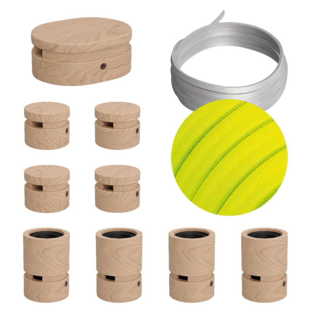 [CAT-LIN2-CF10] Filé Symmetric Kit System für Lichterketten mit 5m Kabel und 9 Holzelementen für den Innenbereich (CF10)