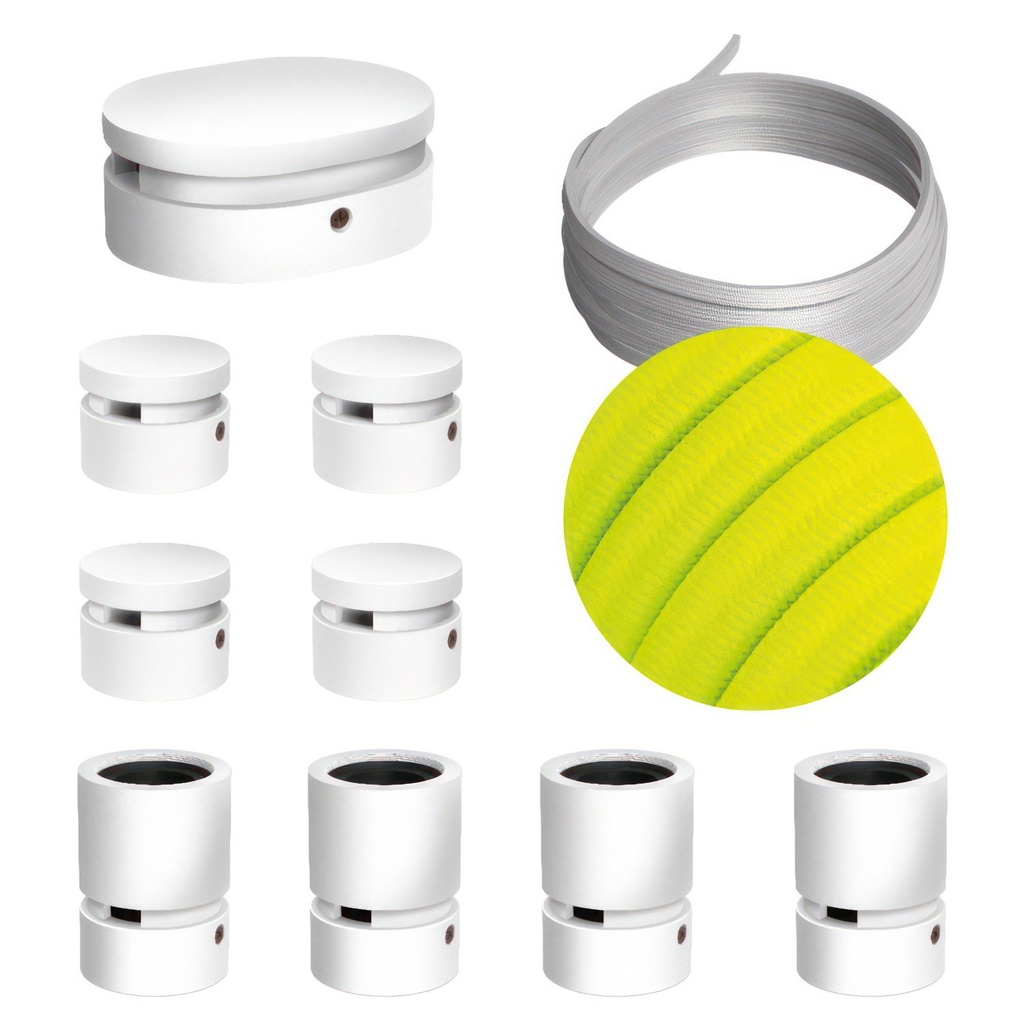 [CAT02-LIN2-CF10] Filé System Symmetric Kit with 5m string light cable and 9 white varnished wooden components for indoor use (CF10)