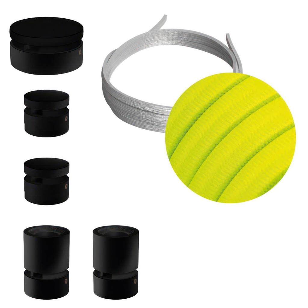 Sistema Filé Wiggle Kit con cavo per catenaria da 3m e 5 componenti in legno verniciato nero per interni – CF10