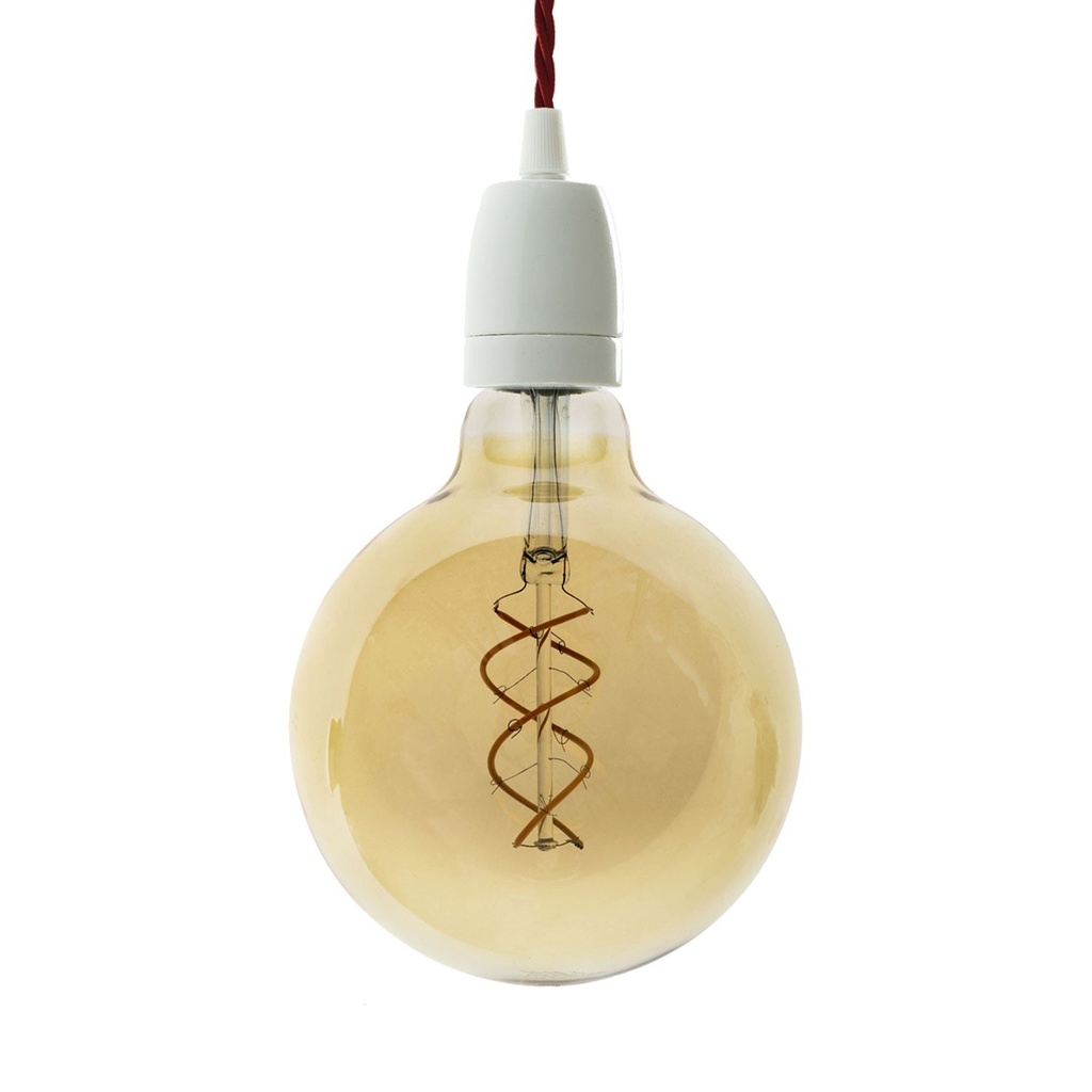 [PDPBITM19] Pendant lamp with braided textile cable and porcelain details (Without bulb, White)