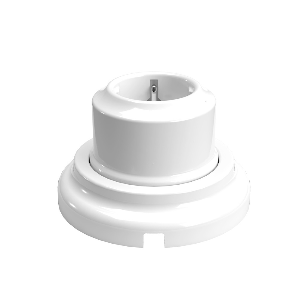 Kit presa Schuko da parete e base in porcellana – Bianco