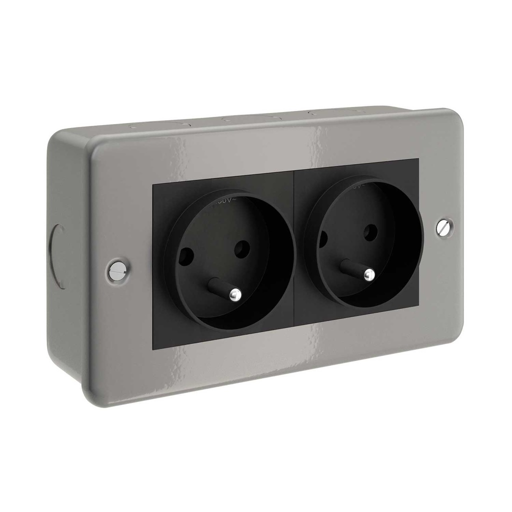 [CTBOX-2FRA] Metall-Wanddose mit doppelter französischer Steckdose für Creative-Tube
