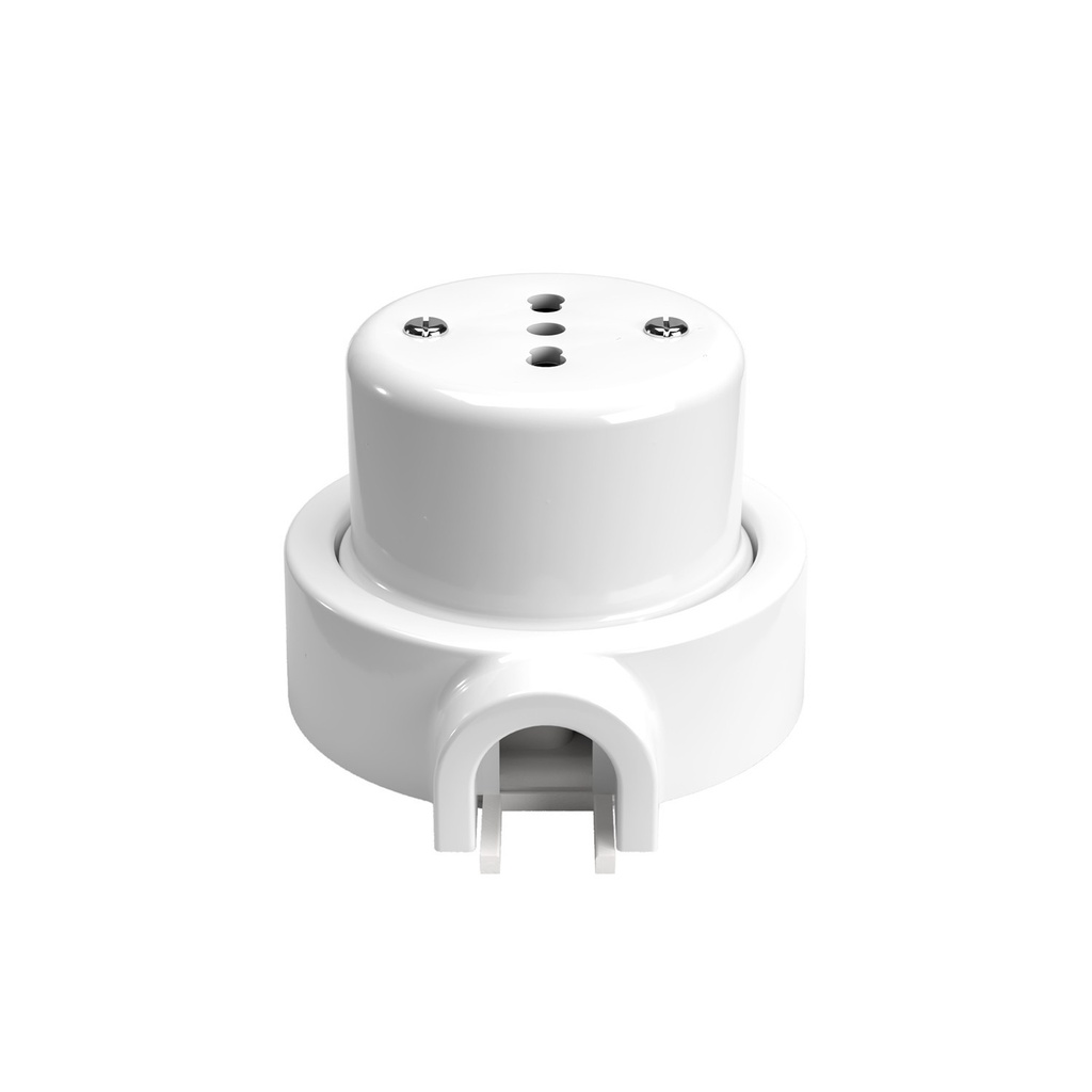 [KPITA1FBIA] Italian bipasso socket kit 10/16A for wall and base for Creative-Tubes in porcelain (White, 1 outlet)