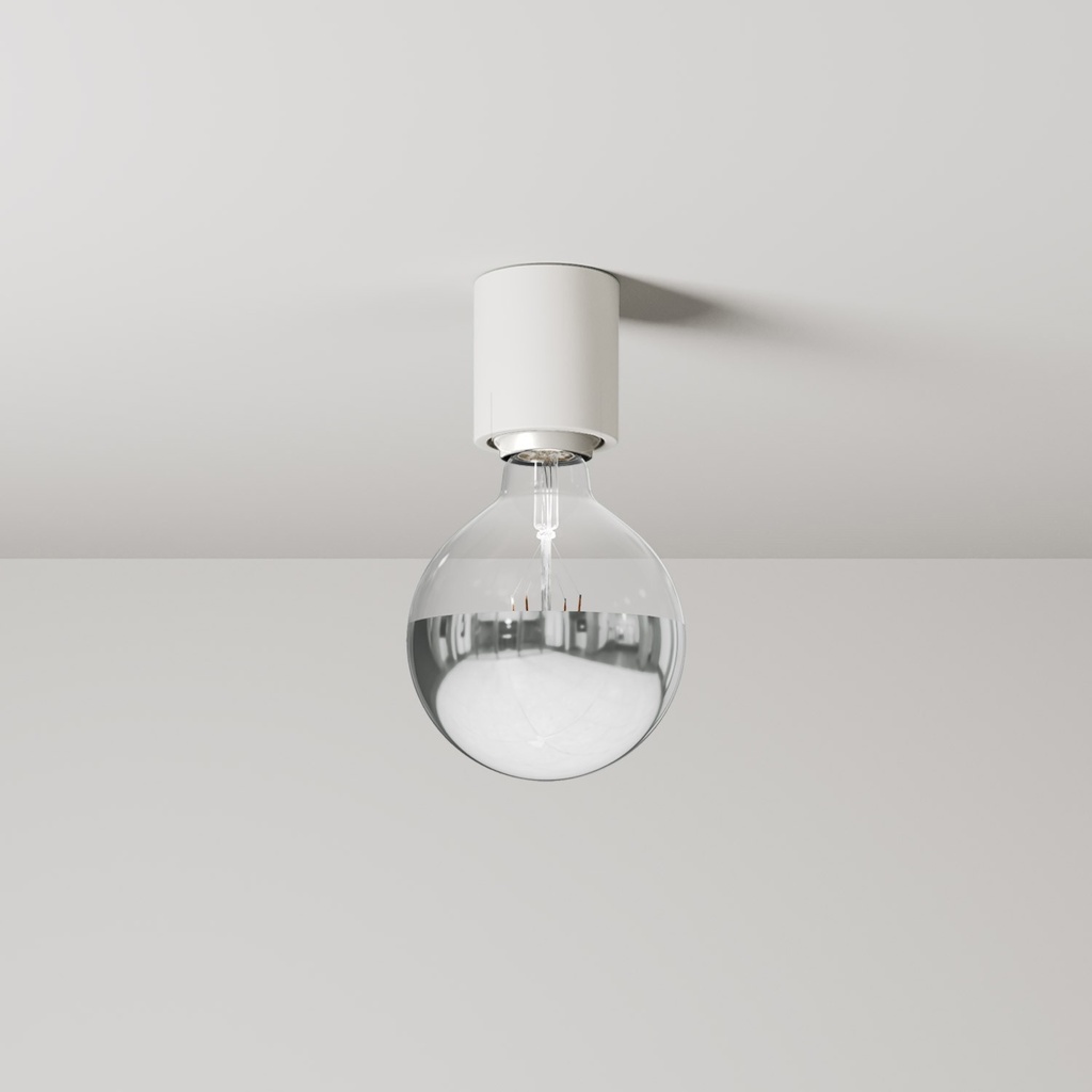 Applique avec ampoule apparente et demi-sphère argent - Étanche IP44 - IO – Blanc