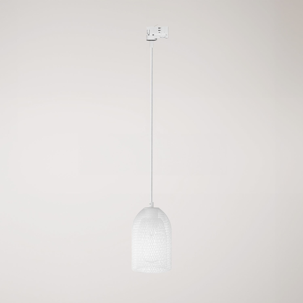 Suspension avec abat-jour Ghostbell pour rail – Sans ampoule, Blanc, Powergear