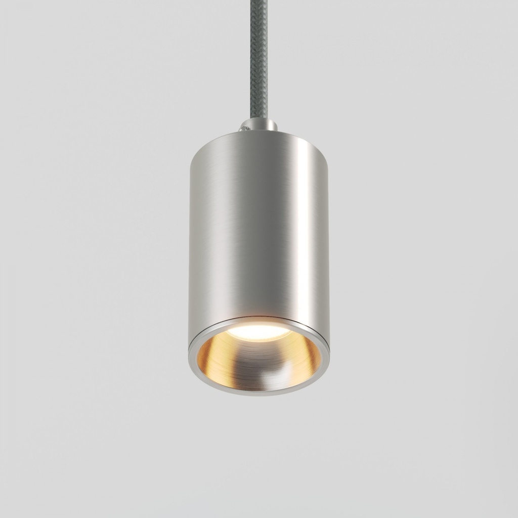 [PDMDECOTISTISRM03-AD02-L] Pendant lamp with GU10 Bispot spotlight for track system (Brushed titanium, Powergear)