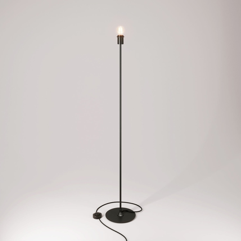 MAG-Y Stehlampe mit runder Metallbasis, vorbereitet für Lampenschirm – Ohne Leuchtmittel, Schwarz, EU-Stecker