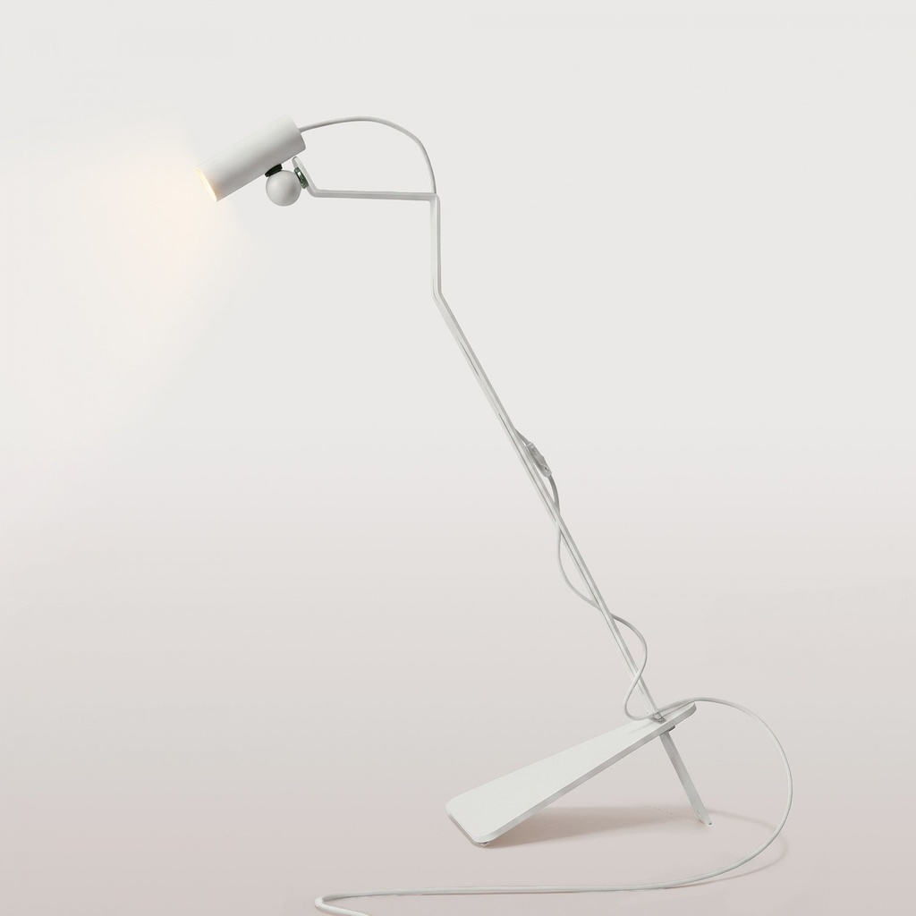 Neigbare Stehleuchte mit magnetischem, verstellbarem Spot – Mario Tubo – Weiß, EU-Stecker