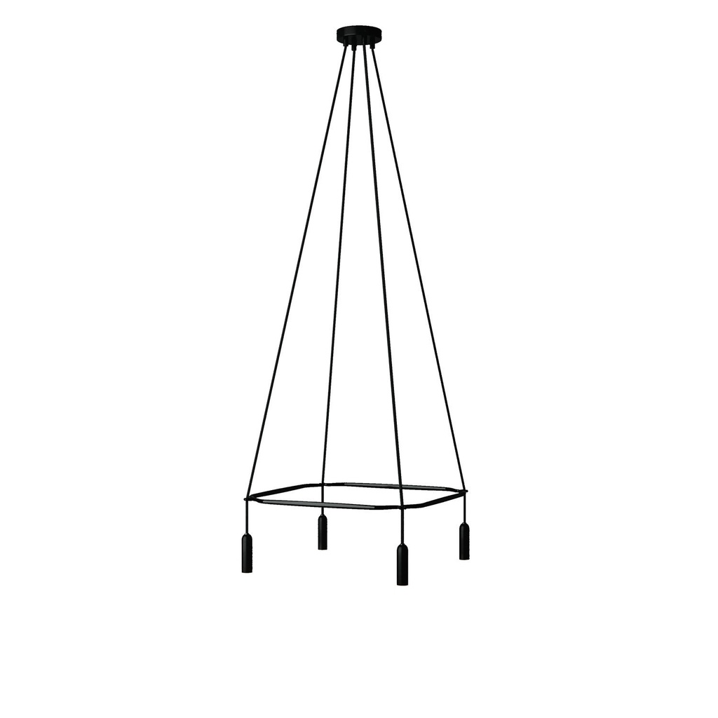 Cage P-Light pendant chandelier with 4 drops – Without bulb, Black