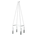 Lampadario Cage a 4 cadute Tub-E14 Doppio – Senza lampadina, Bianco opaco / Titanio satinato
