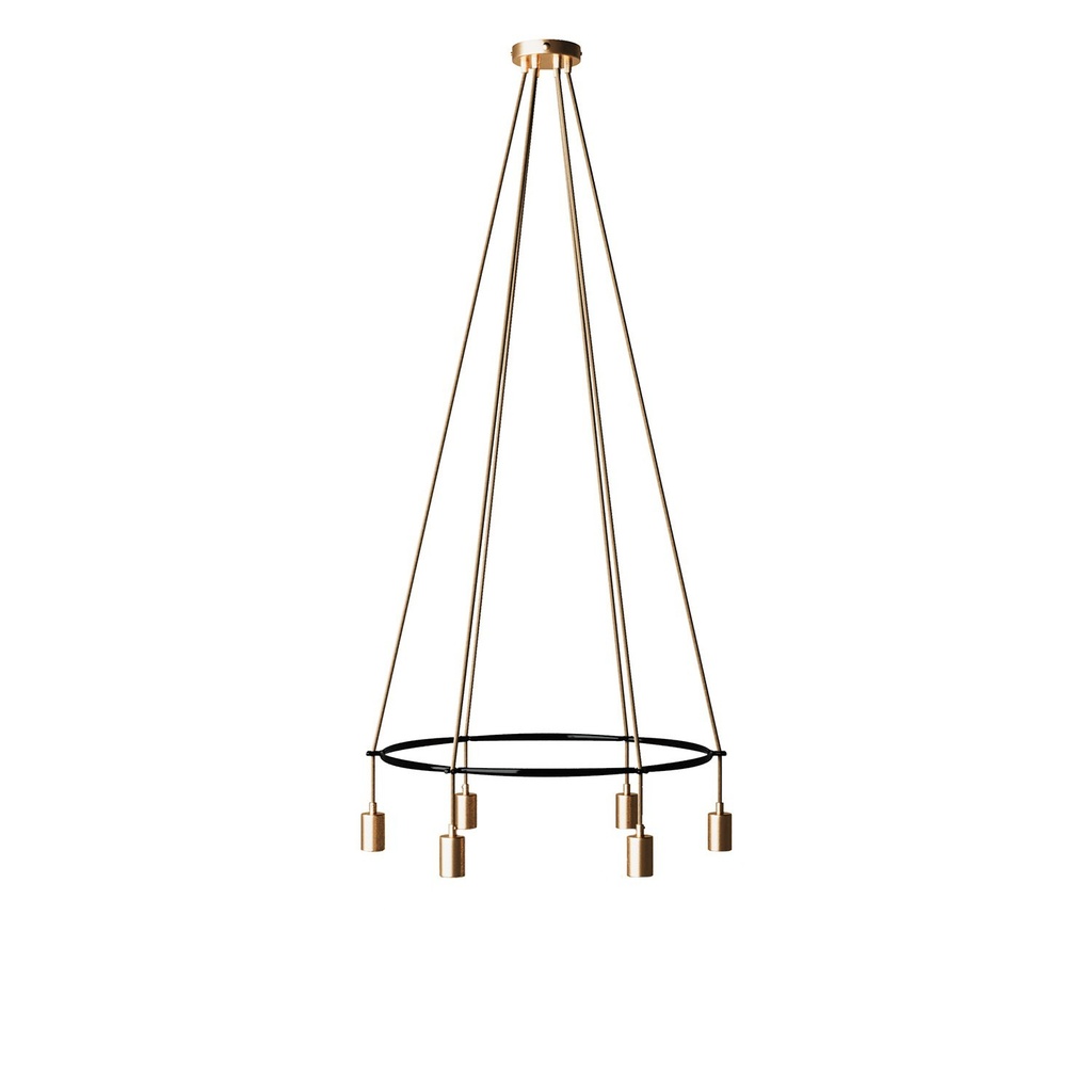 Cage chandelier with 6 drops, Globe – Without bulb, Brushed bronze
