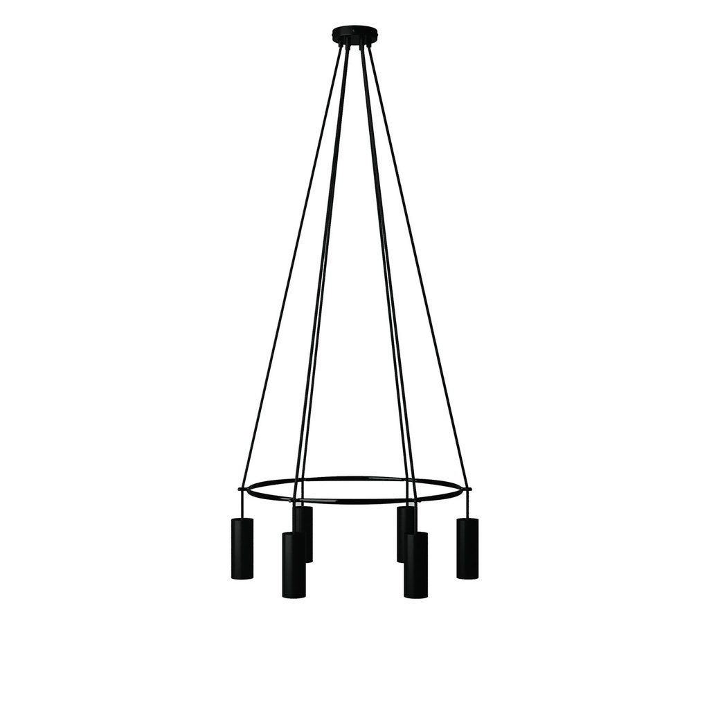 Suspension Cage à 6 chutes Tub-E14 – Sans ampoule, Noir
