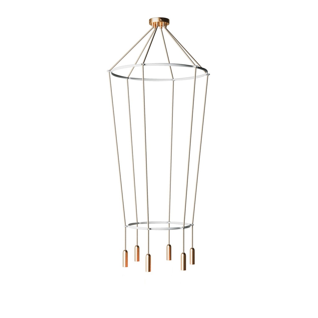 Kronleuchter 2 Cage mit 6 Abhängungen P-Light – Ohne Leuchtmittel, Mattbronze