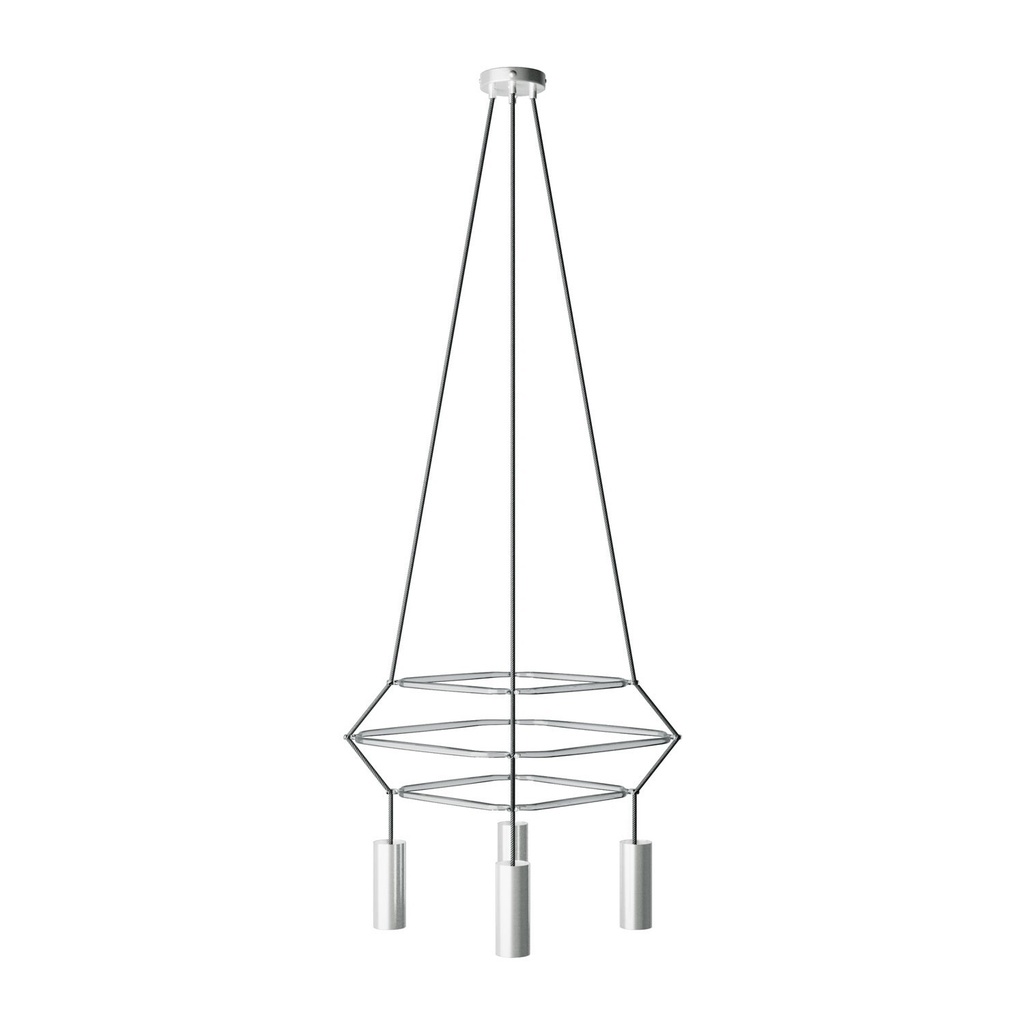 Lampada a sospensione 3 Cage a 4 cadute Tub-E14 – Senza lampadina, Titanio satinato