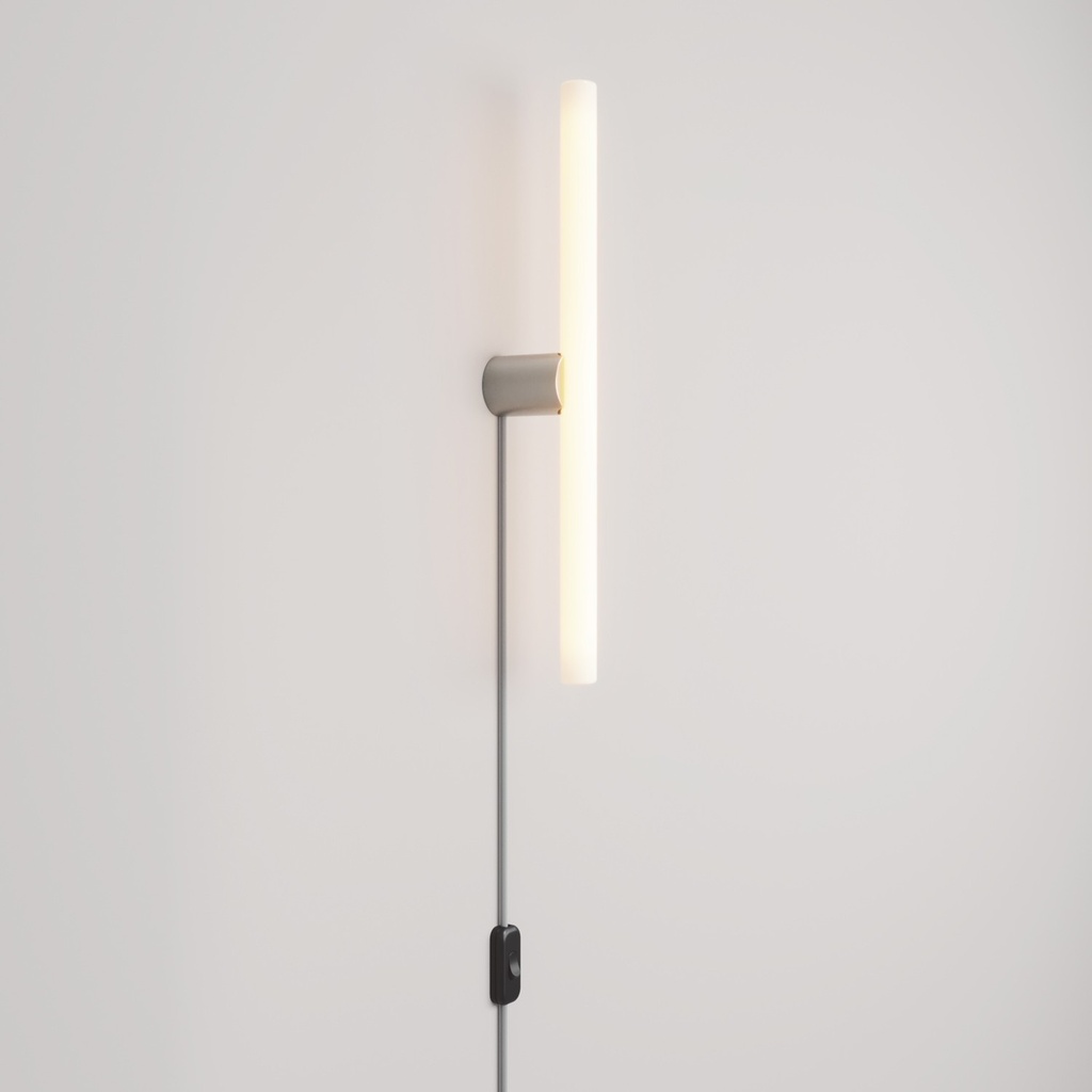 Lampada con spina, finitura metallica e lampadina LED lineare S14d – Senza lampadina, Titanio satinato, Spina EU