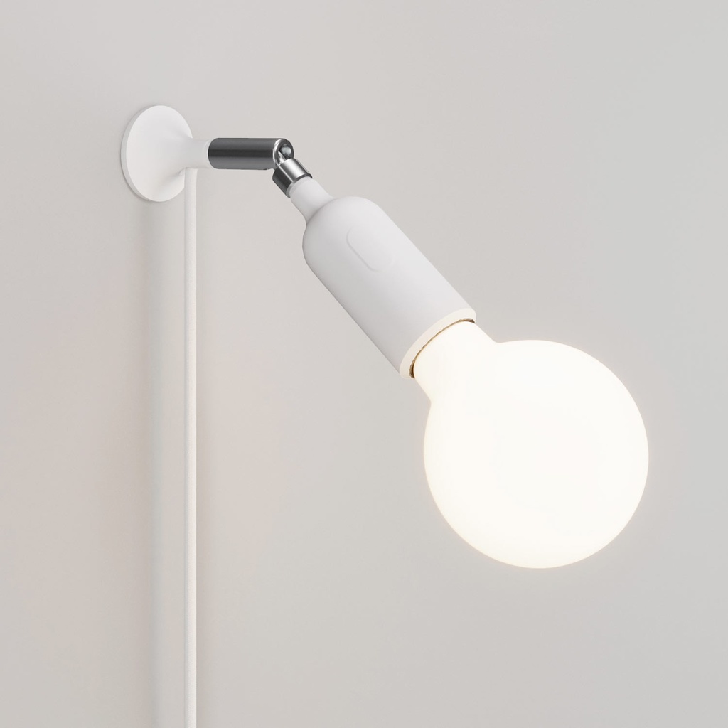 [AP2MAGSILBIATCREUBRC01] Applique MAG-Y avec articulation et douille en silicone avec interrupteur (Sans ampoule, Blanc, Fiche UE)