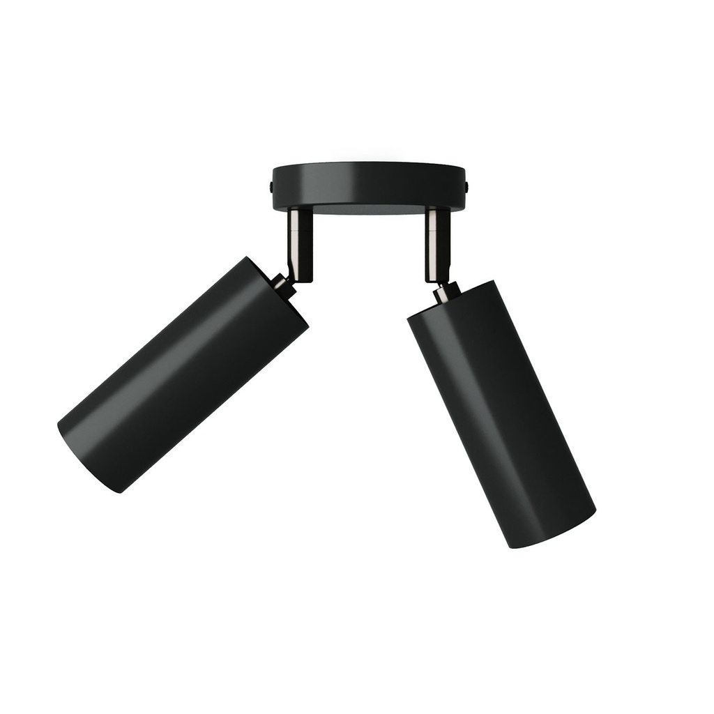 [APM2VN2TBSBRSPOTVN] Lampe mit 2 Strahlern, Tub-E14-Lampenschirm und rundem Baldachin (Ohne Matter, Ohne Leuchtmittel, Schwarz)