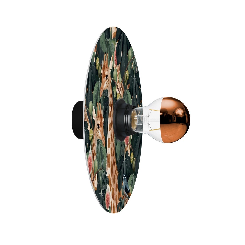 [IP44-E27-2-N-AN01-L] Wall or ceiling lamp with lampshade featuring jungle animals 'Wildlife Whispers' - Waterproof IP44 (Giraffes)