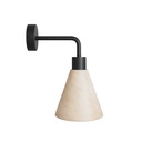 Lampada Fermaluce con paralume conico in legno ed estensione curva – Senza lampadina, Nero