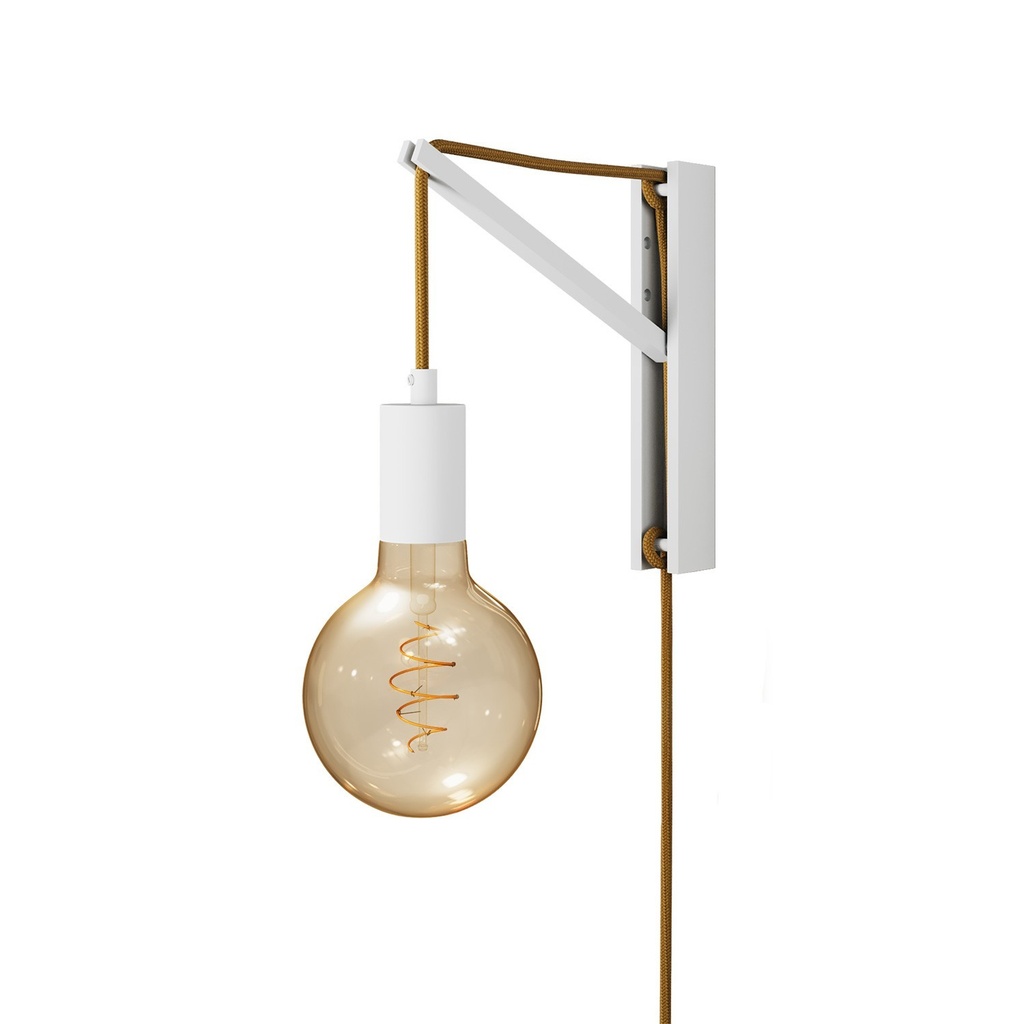Applique da parete in metallo con spina a due poli – Senza lampadina, Bianco