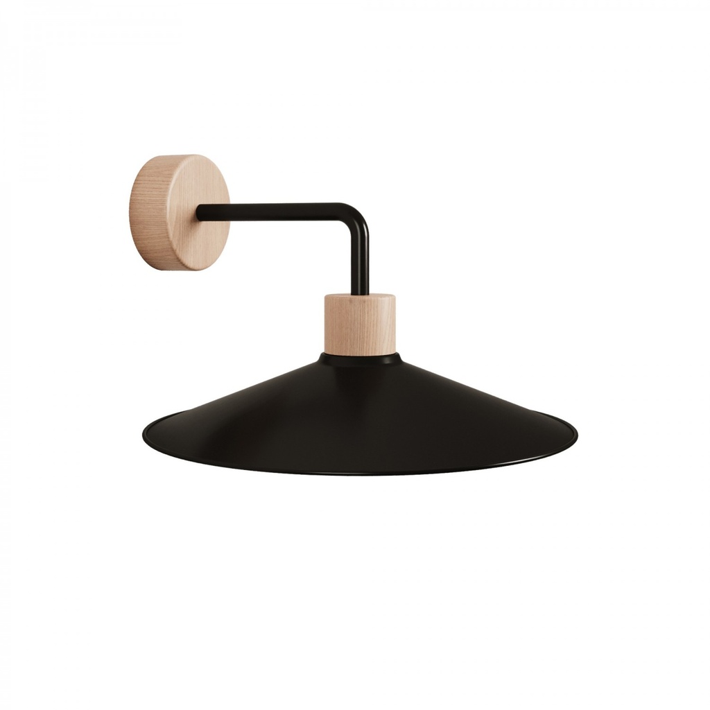 Fermaluce Wood wooden wall lamp with Swing lampshade and curved extension – Without bulb