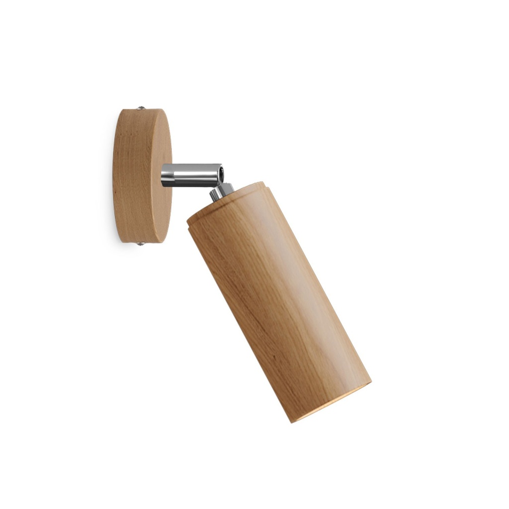 [APL201TBSCRSPOTLE] Applique Fermaluce Wood con faretto orientabile in legno e paralume Tub-E14 (Senza lampadina)