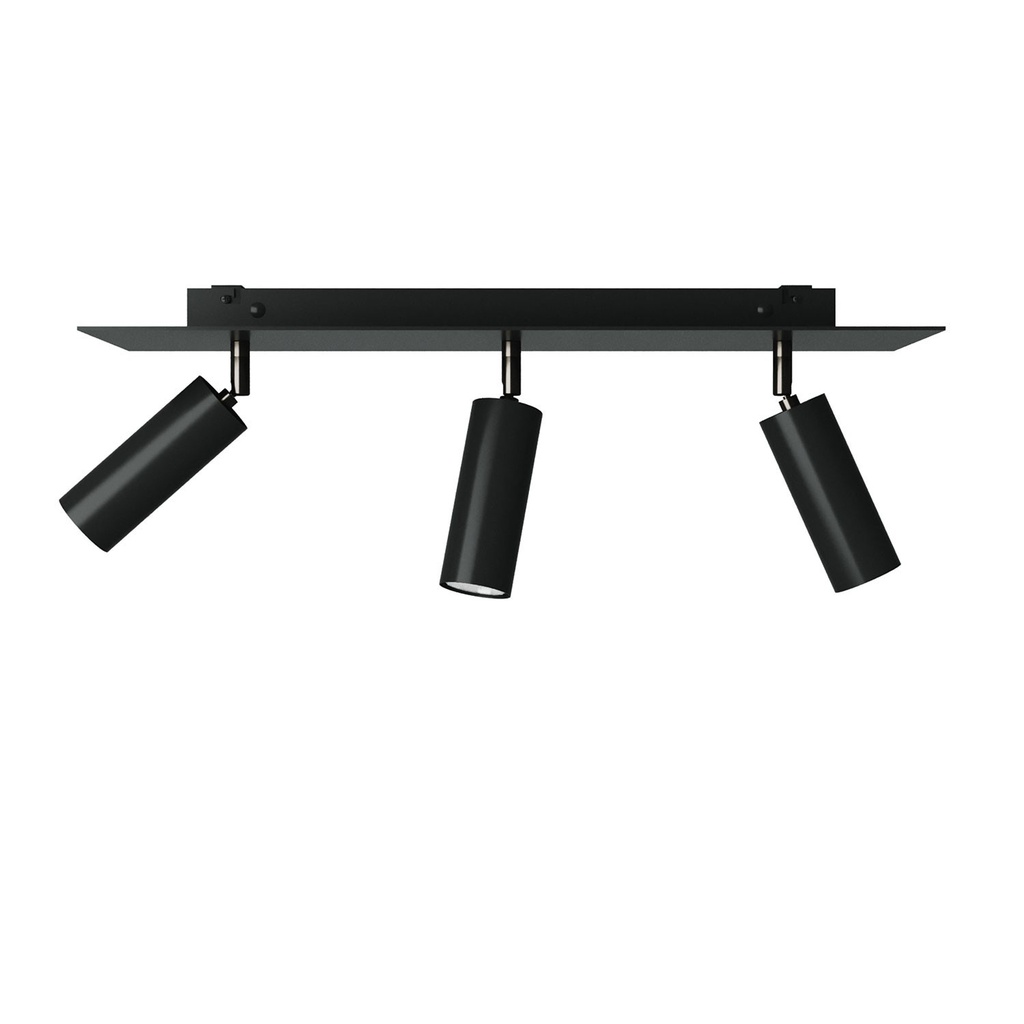 [APM2RE1033TBSBRSPOTVN] Deckenleuchte mit 3 Spots, Tub-E14-Lampenschirmen und rechteckigem Rose-One XXL (Ohne Leuchtmittel, Schwarz)