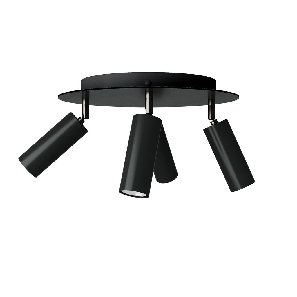 [APM2R1034TBSBRSPOTVN] Plafoniera a 4 faretti con paralumi Tub-E14 e Rose-One XXL rotondo (Senza lampadina, Nero)