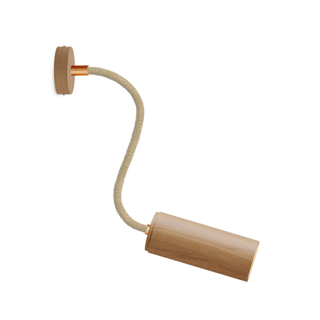 [APL01FLRASRN06SPOTLE] Applique et plafonnier Fermaluce Flex 30 avec mini rosace en bois et spot avec abat-jour Tub-E14 (Sans ampoule)