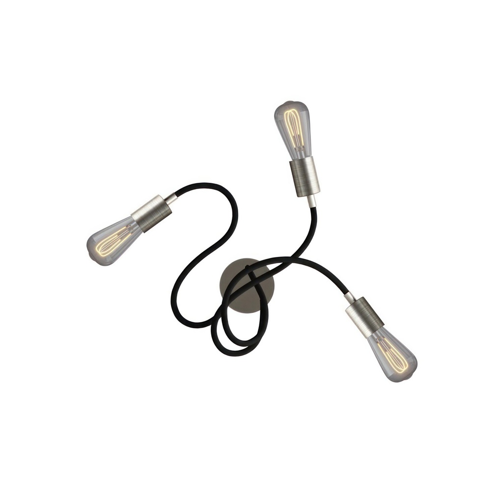 Applique e plafoniera Flex 60 snodabile a luce diffusa per lampadina LED ST64 – No, Senza lampadina, Titanio satinato