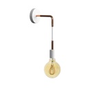 Applique Fermaluce Metal con estensione curva e portalampada a sospensione – Senza lampadina, Bianco / Rame
