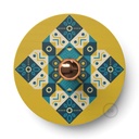 Fermaluce Ethnic wall or ceiling lamp with double-sided illustrated wooden UFO lampshade – Matter ON/OFF, Without bulb, ODD