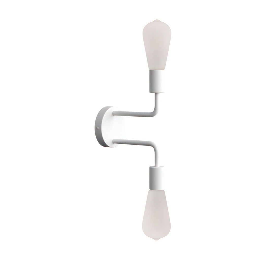 [APM4VBO2EX] Fermaluce Metal, metal wall lamp with double curved extension (Without Matter, Without bulb, White)