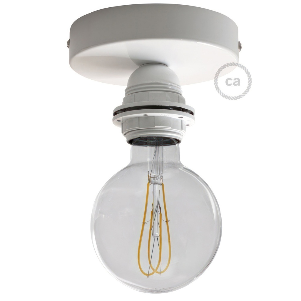 [APM1VBPBBTF-MATTER] Fermaluce Metal metal wall or ceiling light with threaded E27 lamp holder (Matter ON/OFF, Without bulb, White)