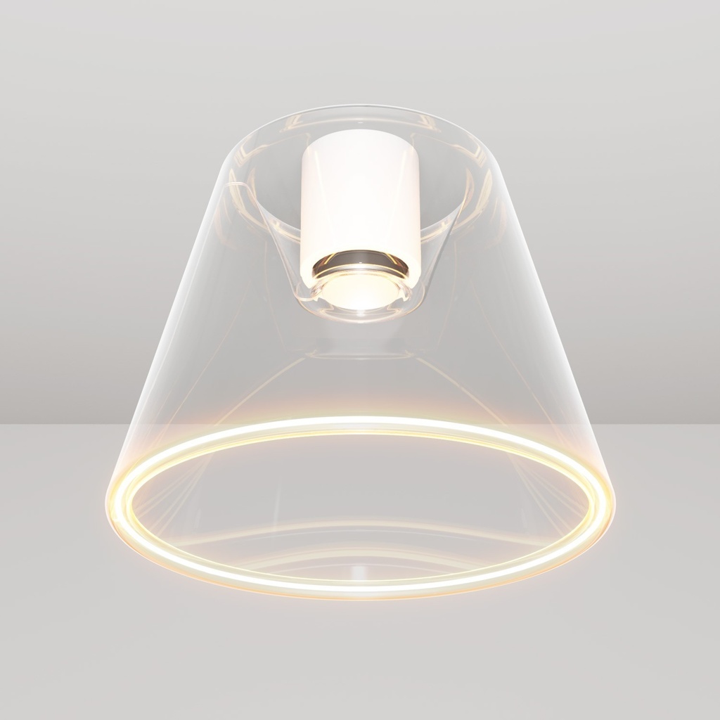 Plafoniera design con lampadina Ghost a cono trasparente – bianco