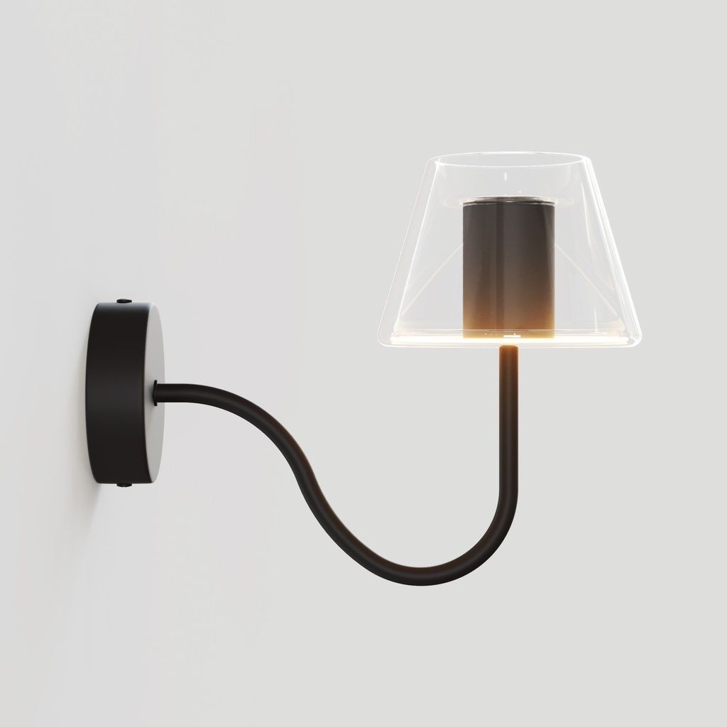 Wandleuchte Fermaluce G07 mit S-Ausleger – Schwarz