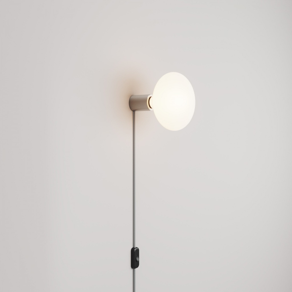 [KMETCOVE272FLTISEUNRM03] Applique avec fiche, finition métallique et ampoule LED Ellipse effet porcelaine (Sans ampoule, Titane satiné, Fiche UE)