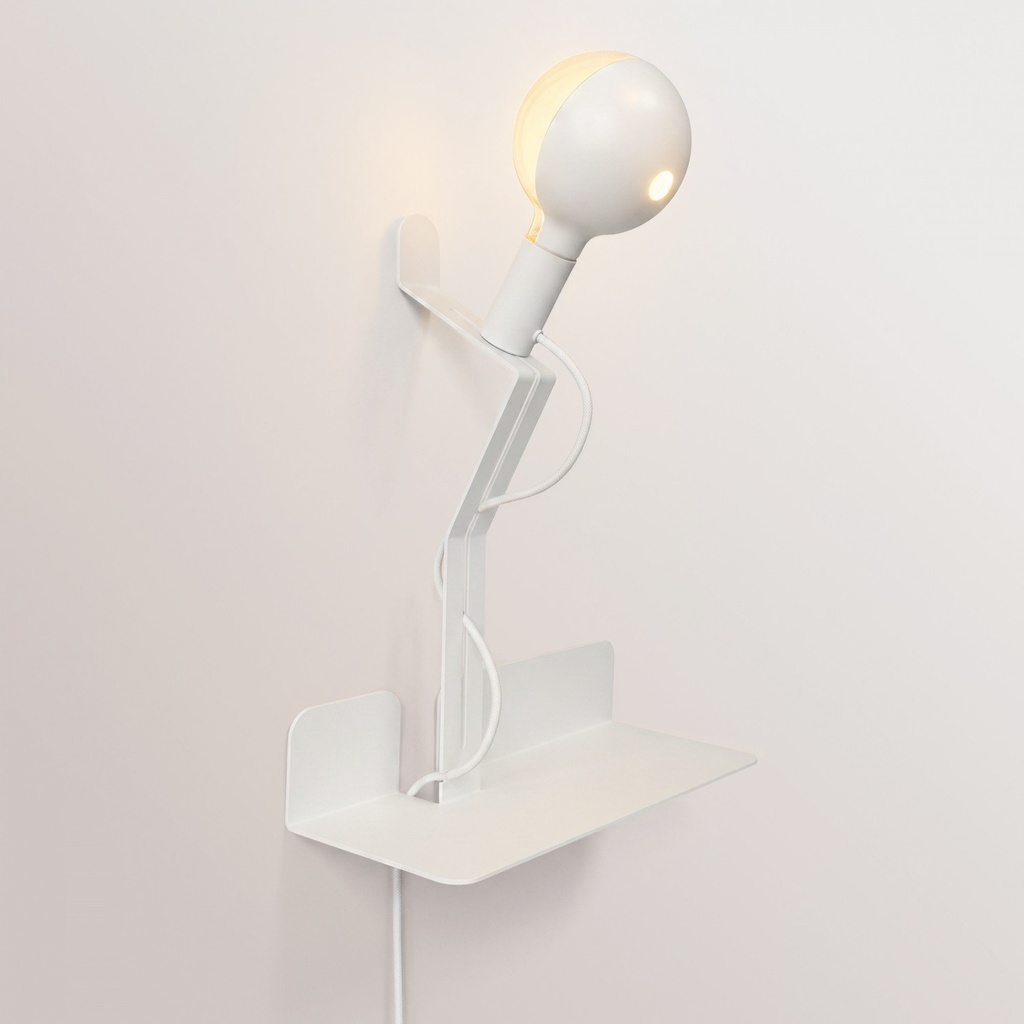 Wandleuchte Murio Talia mit Ablage und lackierter LED-Glühbirne G125 – Weiß, EU-Stecker