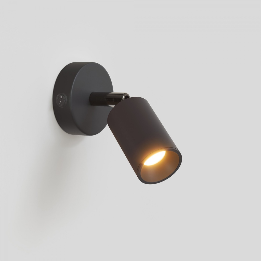 GU10 Bispot adjustable wall or ceiling spotlight – Black, With switch