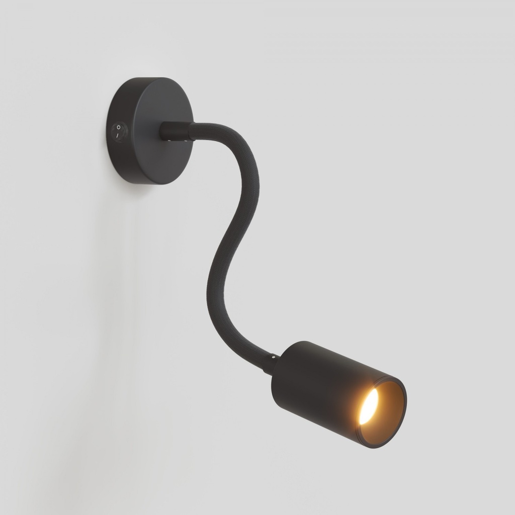 Lampada da parete o soffitto con faretto GU10 Bispot e braccio flessibile – Nero, Con interruttore